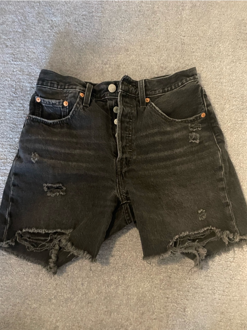 Levi's Black Distressed Cutoff Denim Shorts